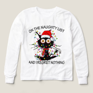 Funny Père Noël liste de chat noir enfants unisex