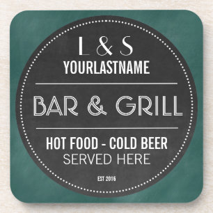 Funny Personalized Bar and Grill Chalkboard Onderzetter