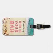 Funny Personalized Beach Summer Bag Attentie Bagagelabel (Voorkant horizontaal)