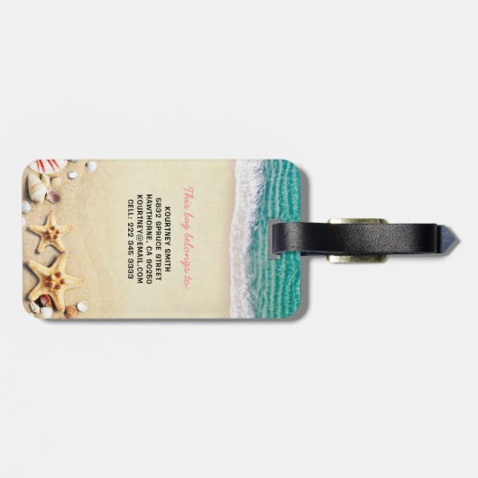 Funny Personalized Beach Summer Bag Attentie Bagagelabel (Achterkant horizontaal)