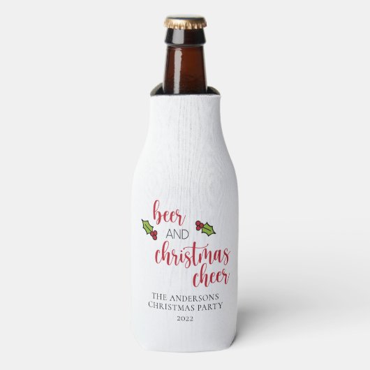 Funny Personalized Beer and Kerstmis Cheer Flesjeskoeler (Fles Voorkant)