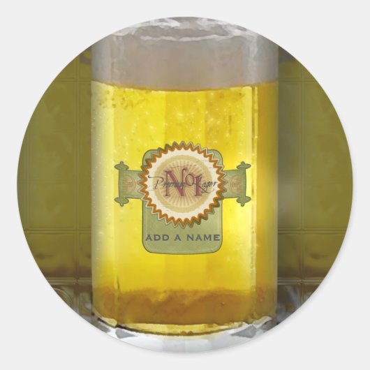 Funny Personalized Beer Glass Ronde Sticker (Voorkant)