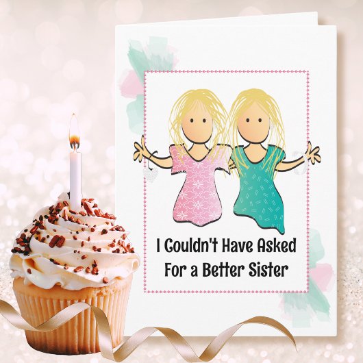 Funny Personalized Birthday Card for Sister Kaart