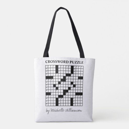 Funny Personalized Black White Crossword Puzzle Draagtas (Achterkant)