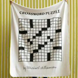 Funny Personalized Black White Crossword Puzzle Fleece Deken