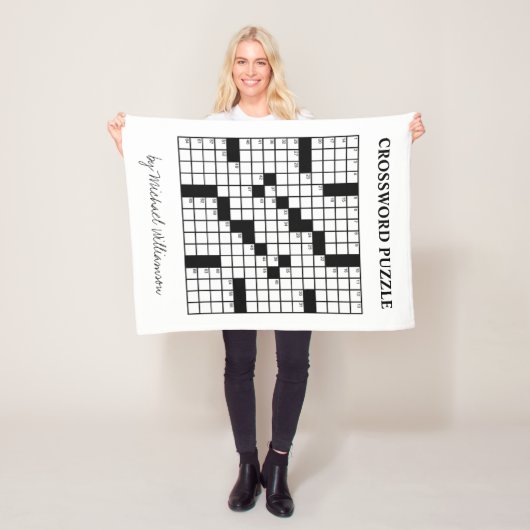 Funny Personalized Black White Crossword Puzzle Fleece Deken (In situ)