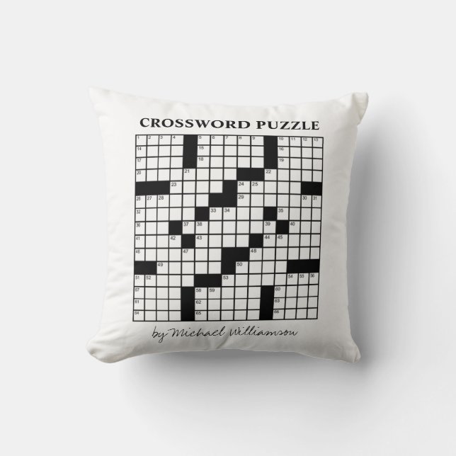 Funny Personalized Black White Crossword Puzzle Kussen (Voorkant)