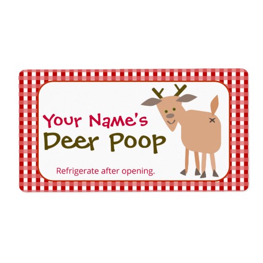 Funny Personalized Christmas Gift Reindeer Poop Etiket (Voorkant)