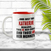 Funny Personalized Circus Monkeys Tweekleurige Koffiemok