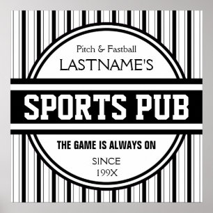 Funny Personalized Custom Bar Sign Sports Pub Poster
