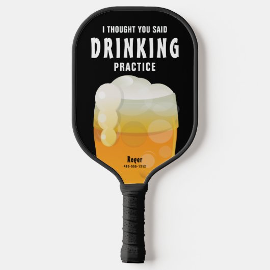 Funny Personalized Drink Beer Pickleball Paddle (Achterkant)
