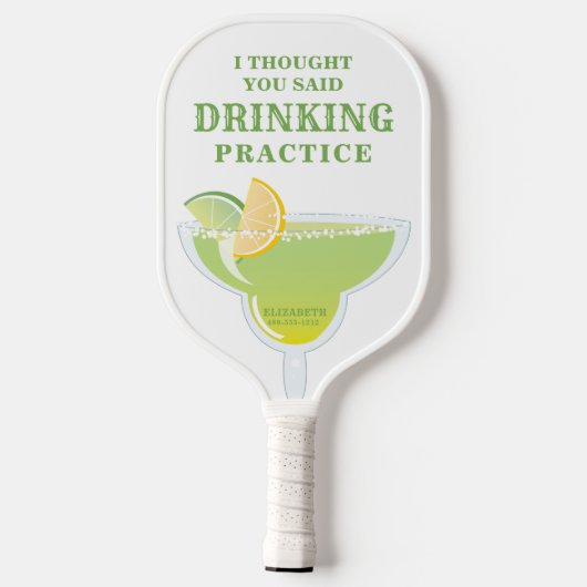 Funny Personalized Margarita Green and White Pickleball Paddle (Achterkant)