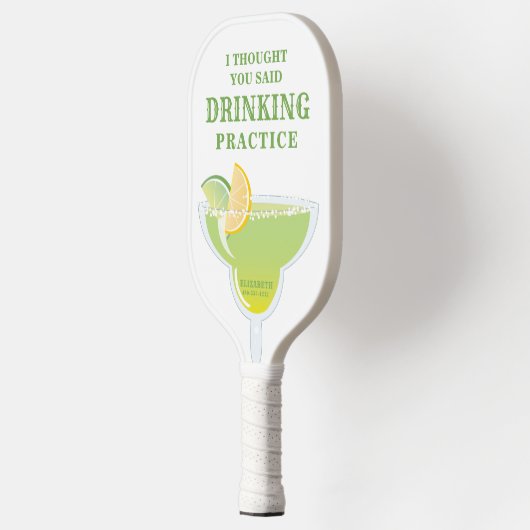Funny Personalized Margarita Green and White Pickleball Paddle (Links)