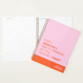 Funny Personalized Modern Pink Orange Custom Name Planner (Display)