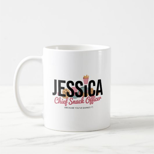 Funny Personalized Name Mug – Chief Snack Officer (Gauche)