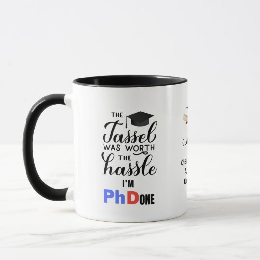 FUNNY Personalized PhD Afstuderen Afstuderen Citaa Mok (Links)
