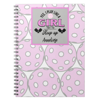 Funny Personalized Pickleball "Play Like A Girl" Notitieboek