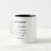 Funny Personalized Superintendent Definition Tweekleurige Koffiemok (Voorkant links)