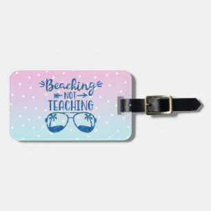Funny Personalized Teacher Beach Blue Pink Ombre Bagagelabel