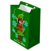 Funny personalized Xmas elf foto lijst Medium Cadeauzakje (Voorkant Gekanteld)