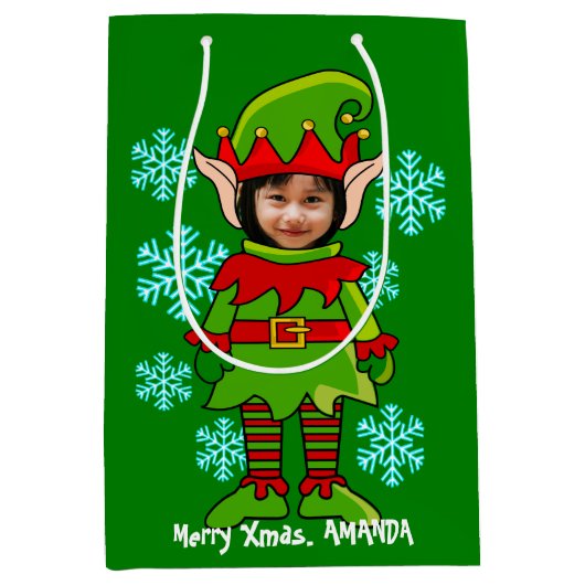 Funny personalized Xmas elf foto lijst Medium Cadeauzakje (Voorkant)