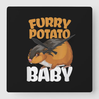 Funny Pet Animal Hamster met aardappel Vierkante Klok