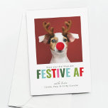 Funny Pet Chien Chat Photo Carte de Noël Festif AF<br><div class="desc">Une carte de Noël amusante et colorée qui met en valeur votre adorable ami furry (chien,  chat,  araignée,  etc.) qui est festif AF. {images par freepik}</div>