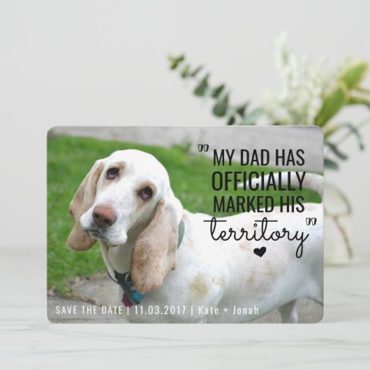 Funny Pet Dog Territory Opslaan van de datum Kaart (Staand voorkant)