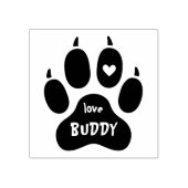 Funny Pet Dog's Name Paw Print Hart & Handtekening Rubberstempel (Afrduk)