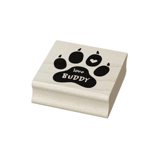 Funny Pet Dog's Name Paw Print Hart & Handtekening Rubberstempel (Stempel)