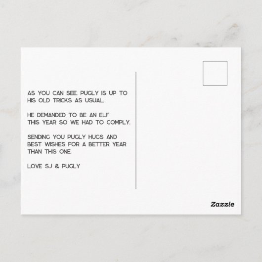 Funny Pet Photo Christmas Holiday Carte postale (Dos)