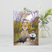 Funny Pets Thanksgiving Uitnodiging (Staand voorkant)