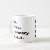 Funny Pharmacist geeft "Eat, Sleep, Pharmacy..." Koffiemok (Voorkant links)
