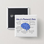 Funny Pharmacist's Brain Gifts Vierkante Button 5,1 Cm (Voorkant /achterkant)