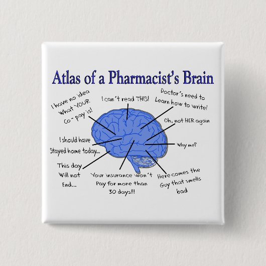 Funny Pharmacist's Brain Gifts Vierkante Button 5,1 Cm (Voorkant)