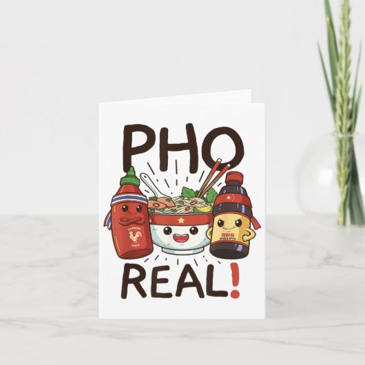 Funny Pho Threads Co. Fun Vietnamese Pho Noodle So Kaart (Voorkant)