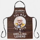 Funny Photo Grandpa Man Myth Grilling Legend Schort (Voorkant)