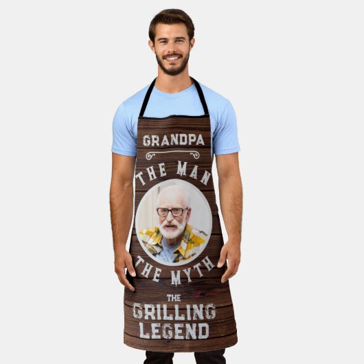 Funny Photo Grandpa Man Myth Grilling Legend Schort (Gedragen)