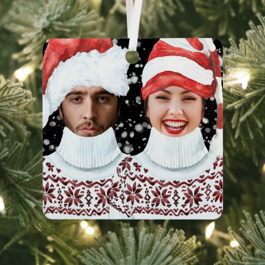 Funny Photo Personalized Kerstmis Metalen Ornament (Insitu)