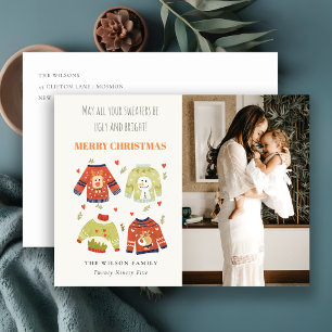 Funny Photo Winter Kerstmis hoort Ugly Sweater Feestdagenkaart