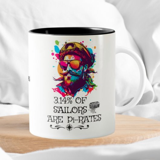 Funny Pi Day Wiskunde Geek Nerd Sailor Pirate Tweekleurige Koffiemok