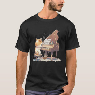 Funny Piano Music Cat Mannen Vrouwen Kinder Kat Pi T-shirt