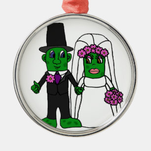 Funny Pickle Bride en Groom Wedding Art Metalen Ornament