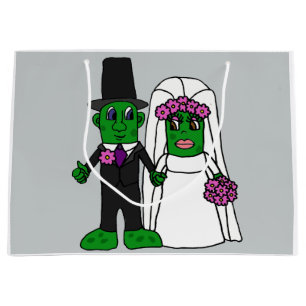 Funny Pickle Bride en Groom Wedding Cartoon Groot Cadeauzakje