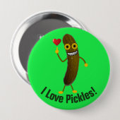 Funny Pickle Cartoon Ik hou van Pickles Button (Voorkant /achterkant)