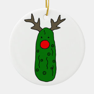 Funny Pickle-Cartoon voor kerstrendieren Keramisch Ornament