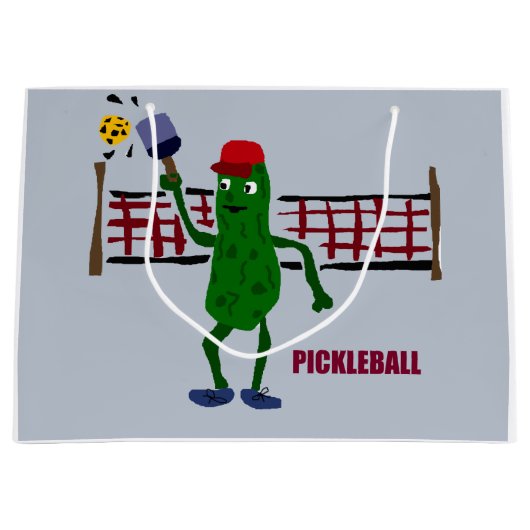 Funny Pickle die Pickleball Kunstontwerp speelt Groot Cadeauzakje (Voorkant)