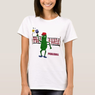 Funny Pickle die Pickleball speelt met Net Art T-shirt