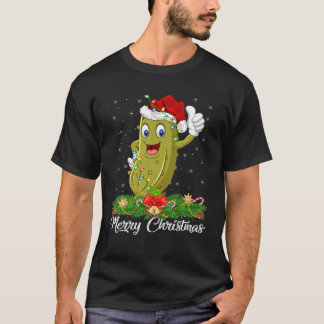Funny Pickle Fruit Lover Matching Santa Hat Pickle T-shirt