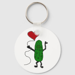 Funny Pickle houdt Red Heart-ballon Sleutelhanger